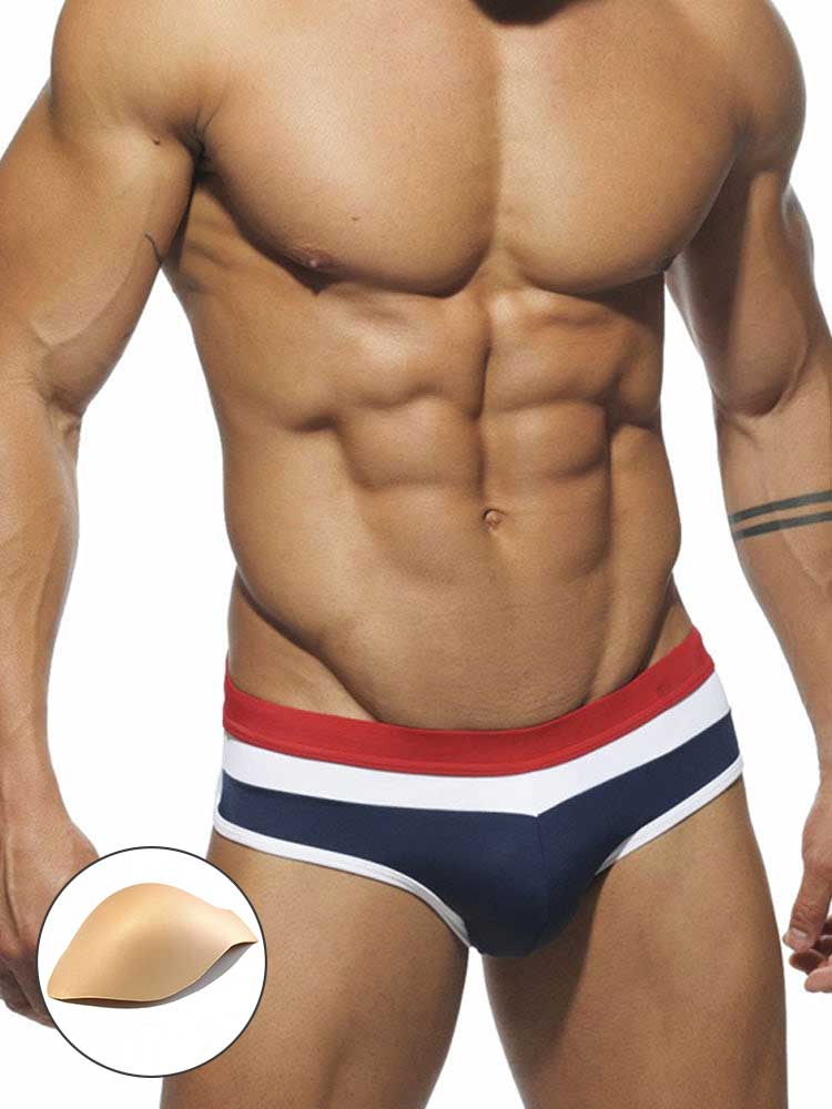 Men's Color Block Pouch Swim Briefs