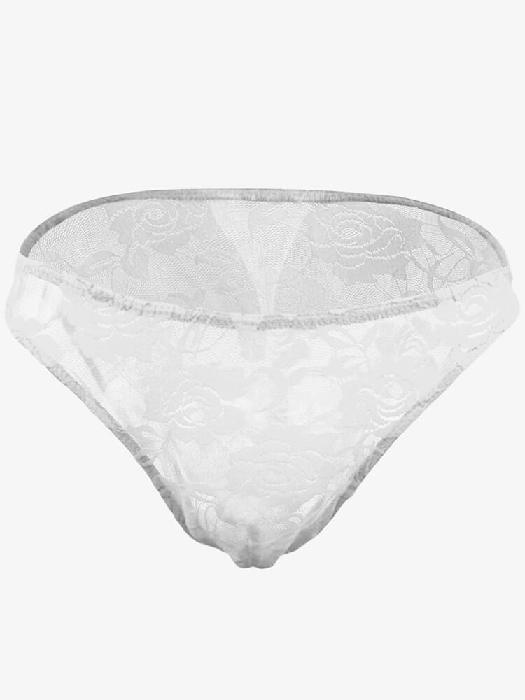 Men's Mesh Transparent Rose Lace Briefs