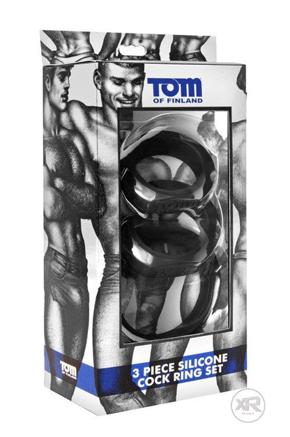 Tom of Finland Black 3 Piece Silicone Cock Ring Set