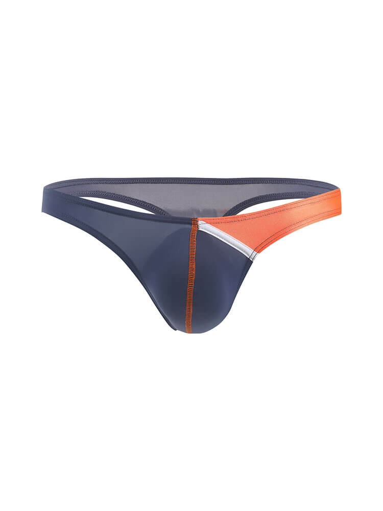 Men's Sexy Low-Rise Color-Block Ice Silk Thong