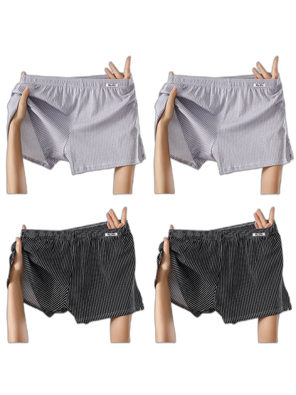 4 Pack Men's Pure Cotton Loose-Fit Antibacterial Home Sleep Boxer Shorts