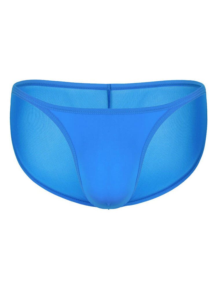 Men's Sexy High-Cut Mesh Solid Color Thin Briefs