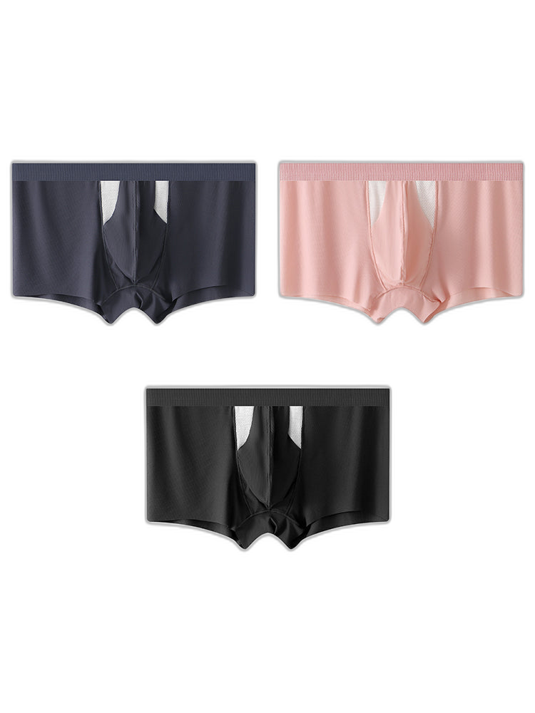 3 Pack Split-Support Men's Trunks- Breathable & Bulge-Enhancing