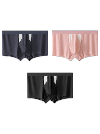 3 Pack Split-Support Men's Trunks- Breathable & Bulge-Enhancing