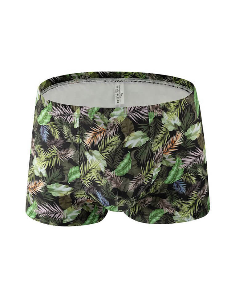 Men's Floral Print Breathable Milk Silk Boxer Briefs