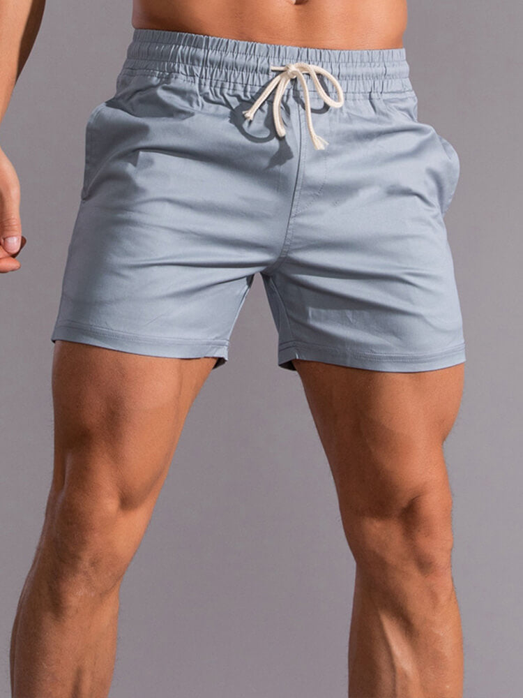 Men's Sports Casual Solid Color Cotton Beach Shorts