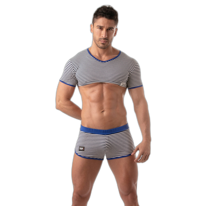 TOF Paris Sailor Stripe Crop Top Blue
