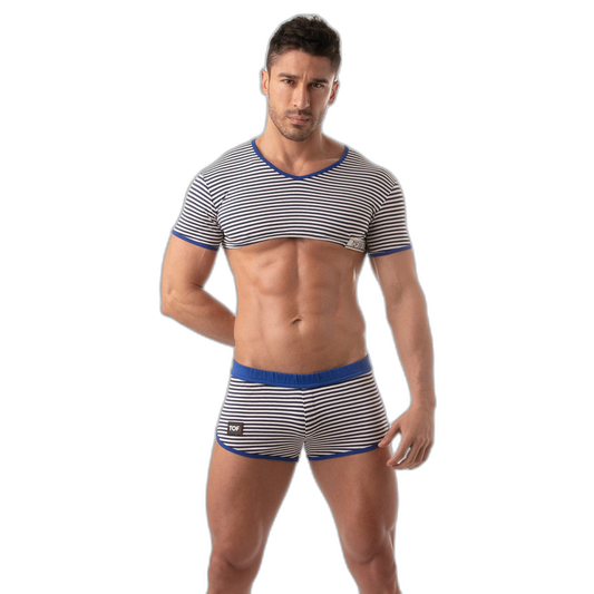 TOF Paris Sailor Stripe Crop Top Blue