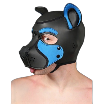 Mr S Leather NEOPRENE FRISKY Puppy Hood | Black & Cobalt