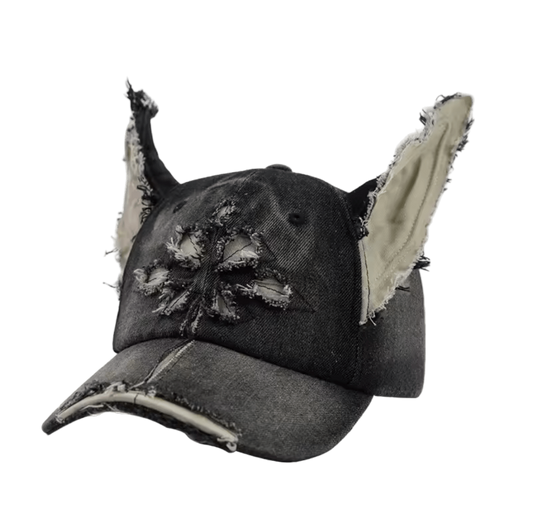 Shredded Faded Cap Black