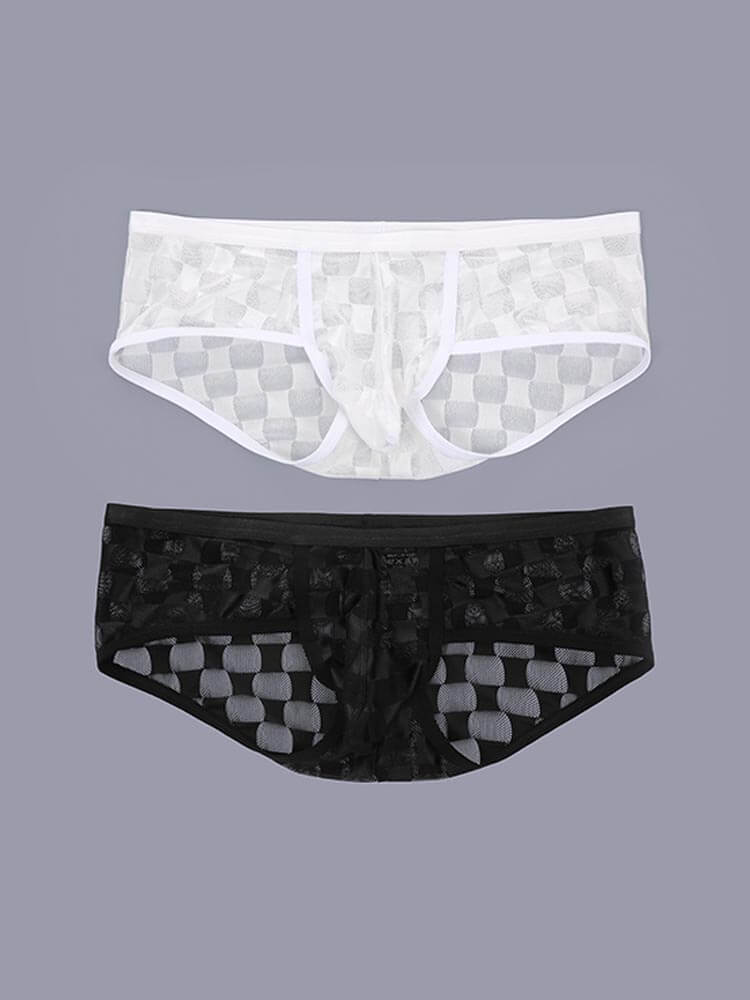 Men's Sexy Checkered Mesh Ultra-Thin Briefs