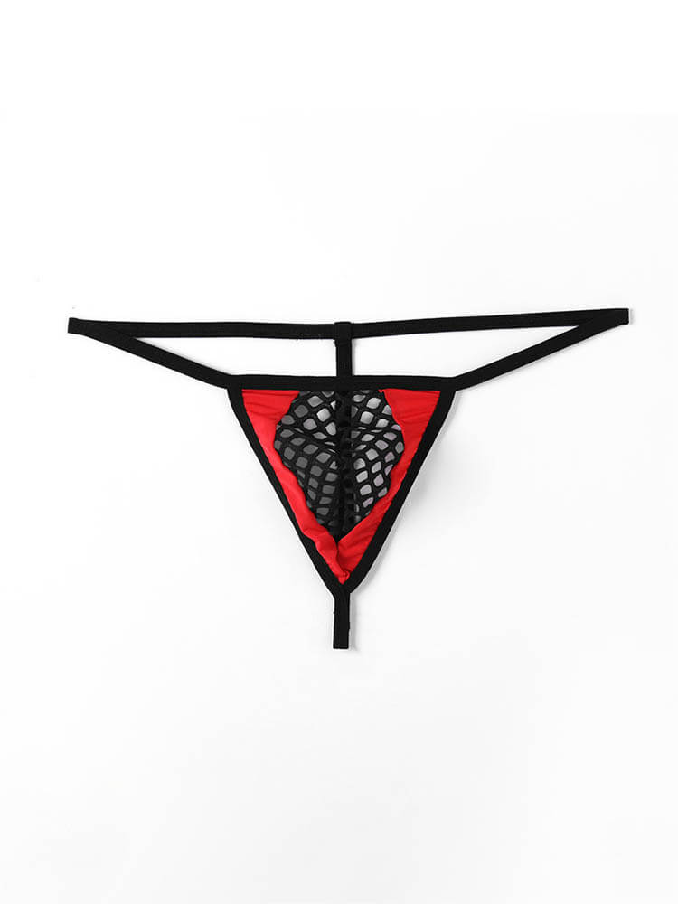 Men's Hollow Mesh Sexy Colorblock Thong
