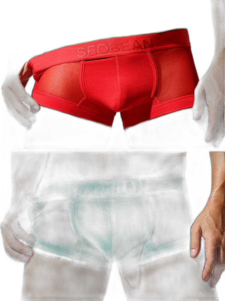 2 Pack Men's Stay-Put Fit Lightweight & Airy Solid Color Semi-Transparent Trunks