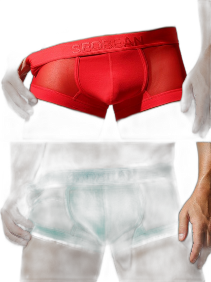 2 Pack Men's Stay-Put Fit Lightweight & Airy Solid Color Semi-Transparent Trunks