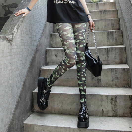 Camo Print Stirrup Tights