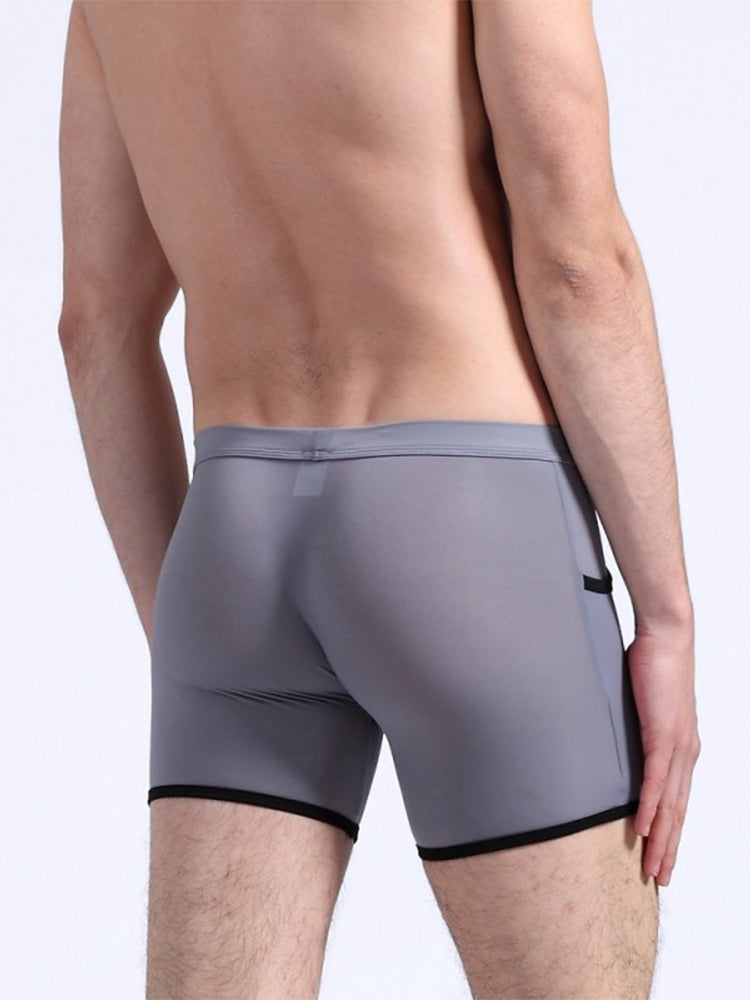 3 Pack Men's Long Leg Boxer Briefs Made of Ultra-Thin Ice Silk with Anti-Wear Elastic