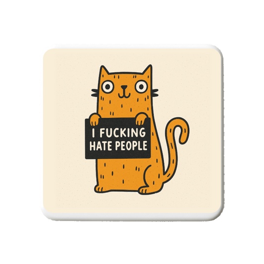 I Fucking Hate people (Cat)  | Mischievous Magnet | 5cm x 5cm image 0