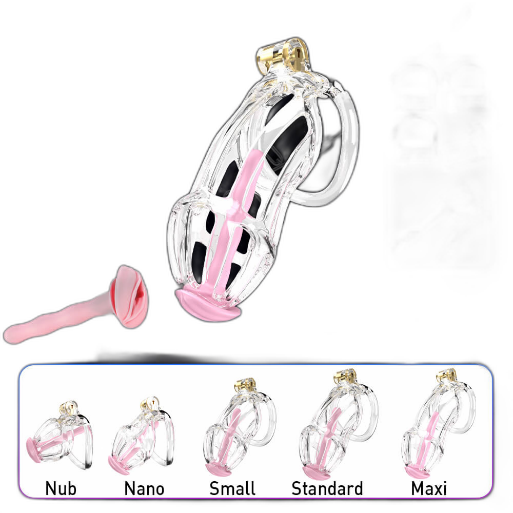 Damian - Resin Chastity Cage - Male Chastity Cage - With Five Rings And Urethral Catheter