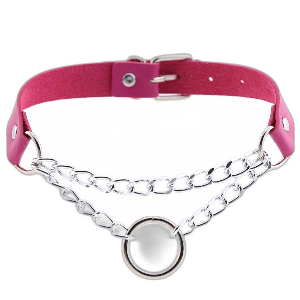 Chained O-Ring Leather Collar / Choker