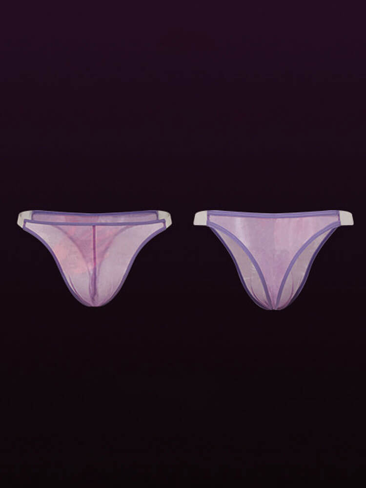 Men's Sexy Soft See-Through Purple Nylon Briefs