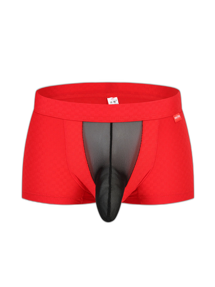 Men's Low-Rise Mesh Trunks – Breathable Nylon with 3D Pouch Support