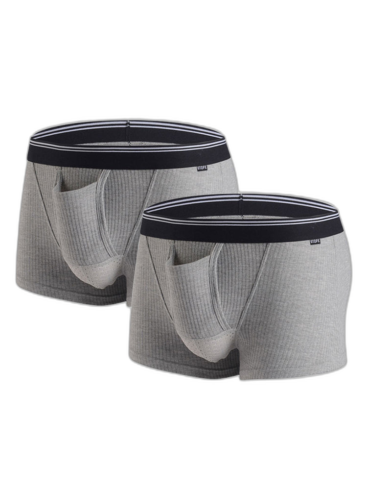Solid Color Divided Pocket Trunks for Men