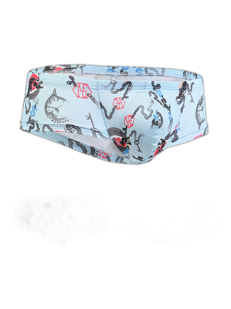 Men's Sexy Botanical Printed Mesh Underwear