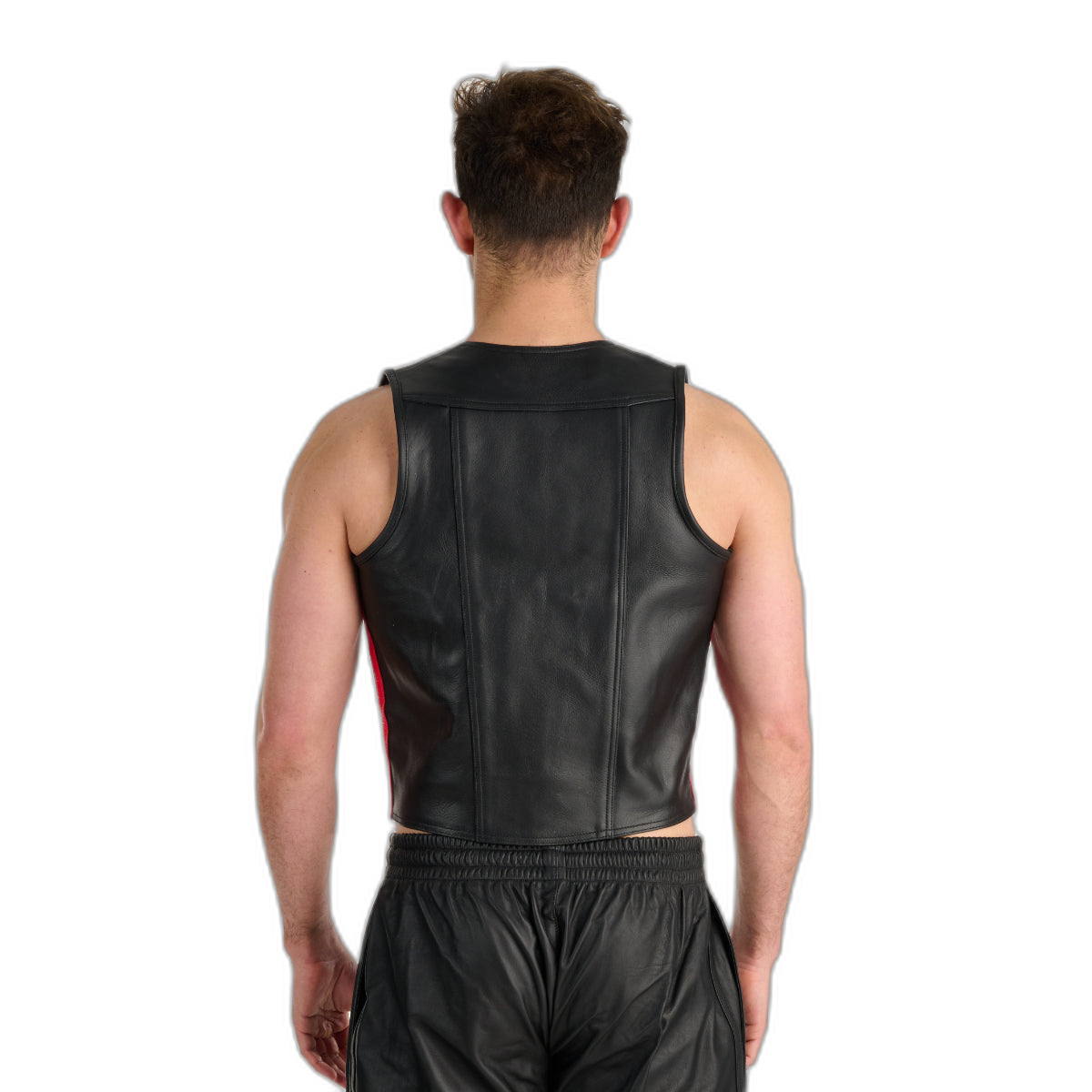 Prowler RED Leather Waistcoat Black Red