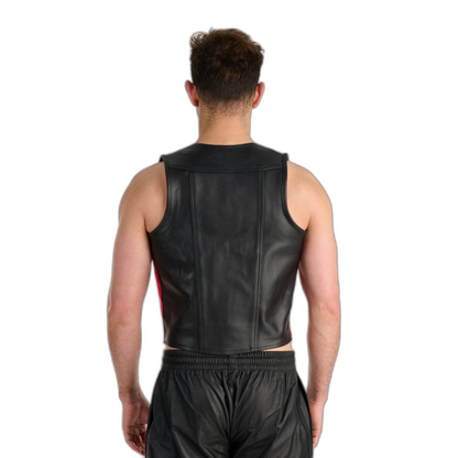 Prowler RED Leather Waistcoat Black Red