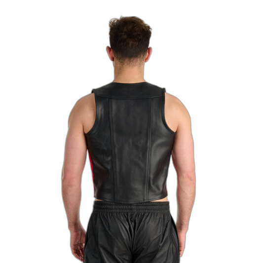 Prowler RED Leather Waistcoat Black Red