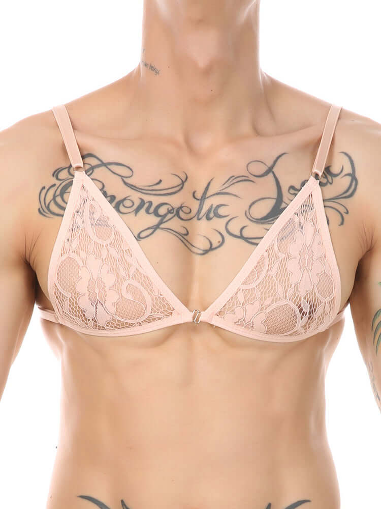 Men's Bikini Bra Thongs Lace Underwear Suit