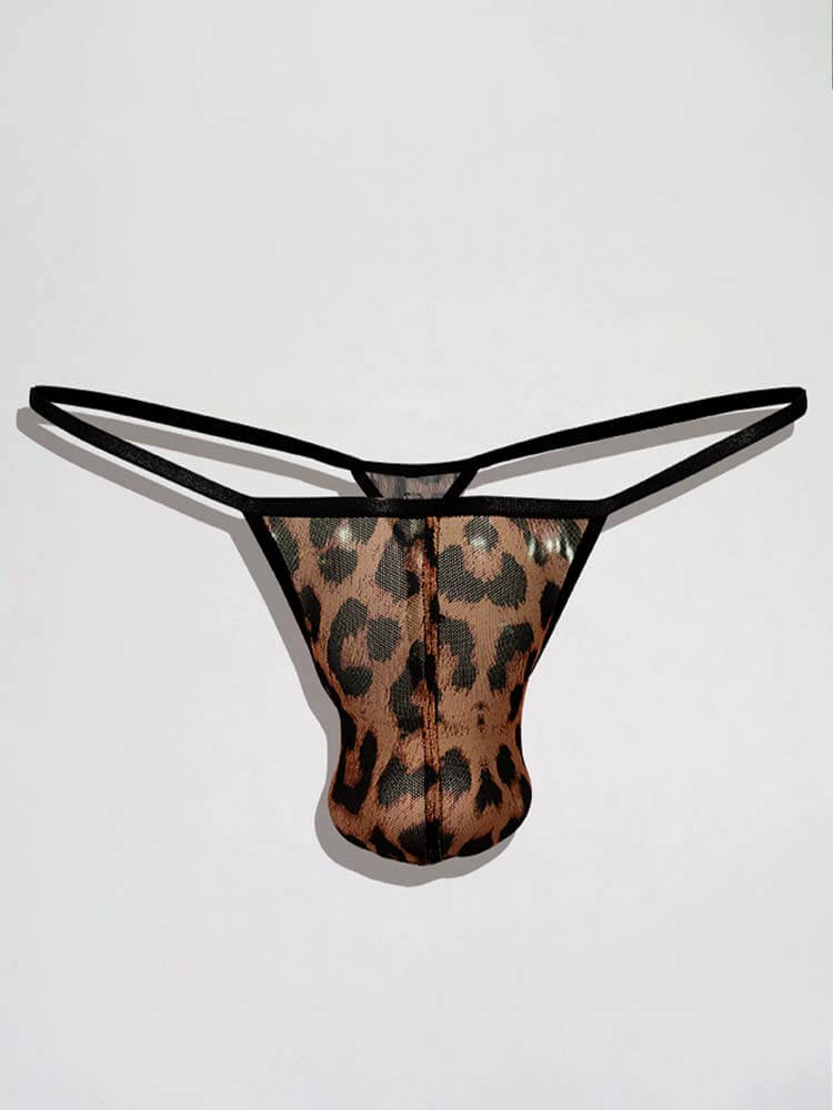 Men's Low-Rise Sexy Thin-Strapped Leopard Print Thong