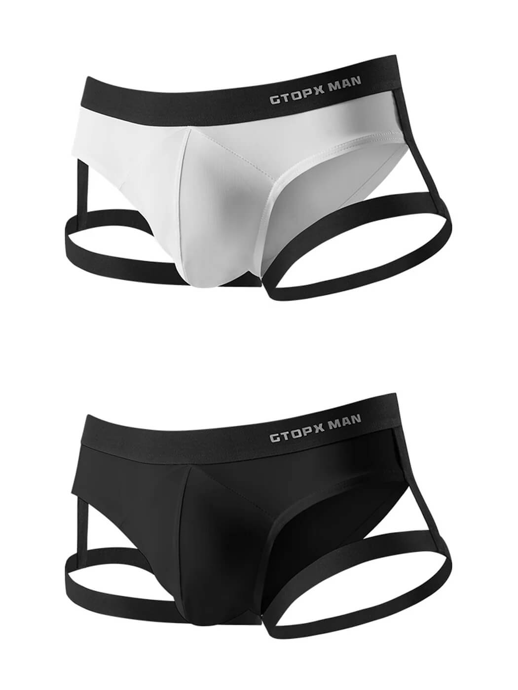 Men's Sexy Low-Rise U Convex Garter Nylon Briefs
