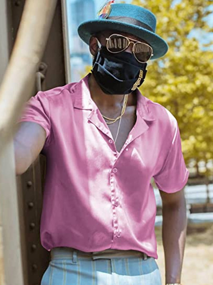 Men's Disco Lustrous Finish Shiny Shirt