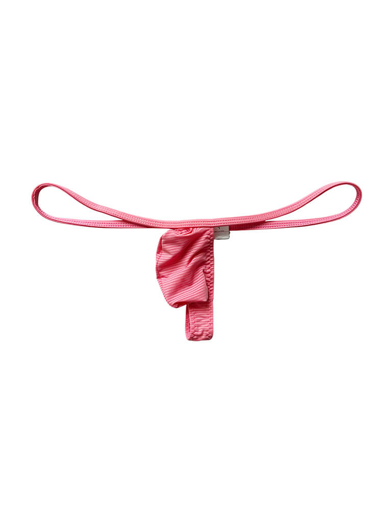 Men's Striped Uplifted Pouch Design Thin Thong