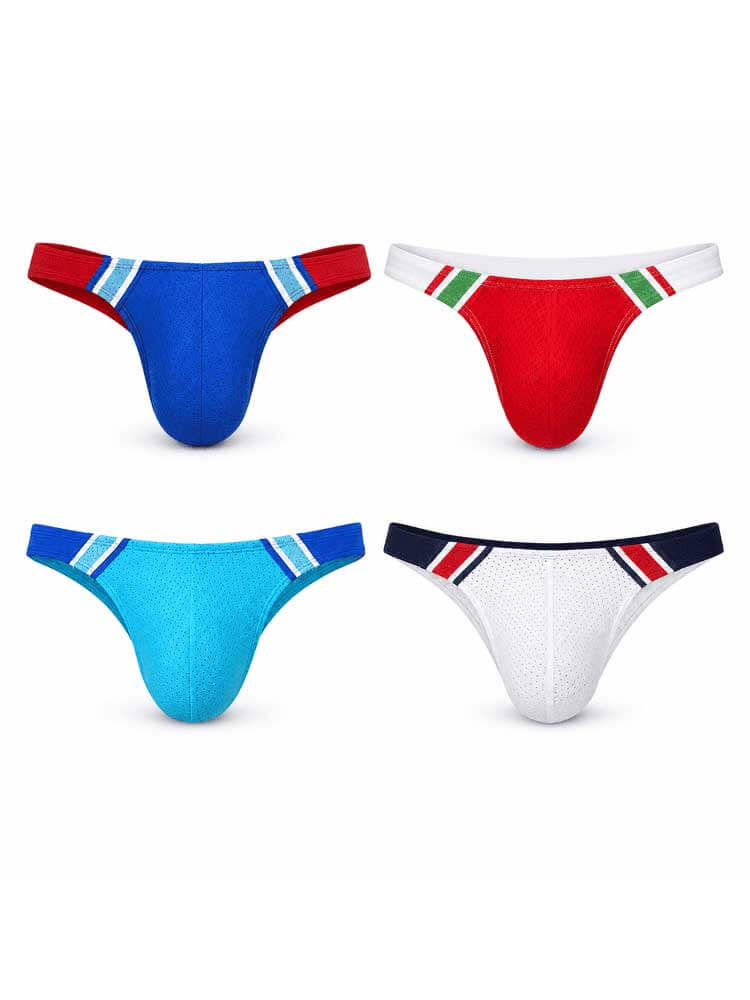 Men's Color Block Bikini Swim Briefs (With Cups)