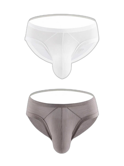 2 Pack Men's Low Rise Back Hollow 3D U-convex Large Pouch T-Back Briefs