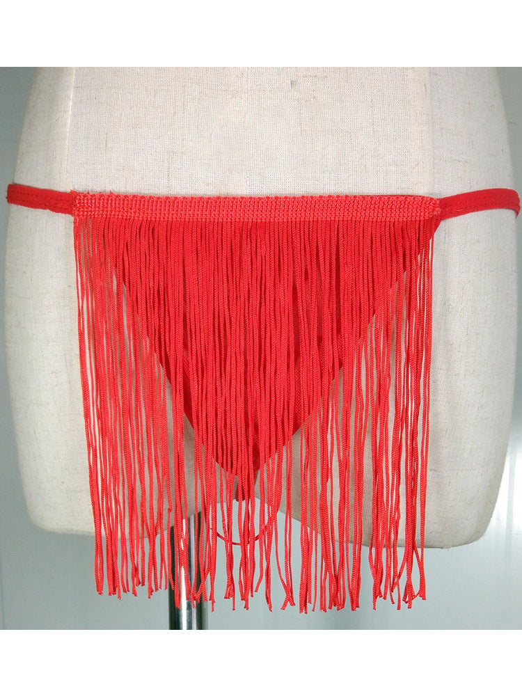 Men's Mesh Fringed Spandex Thongs