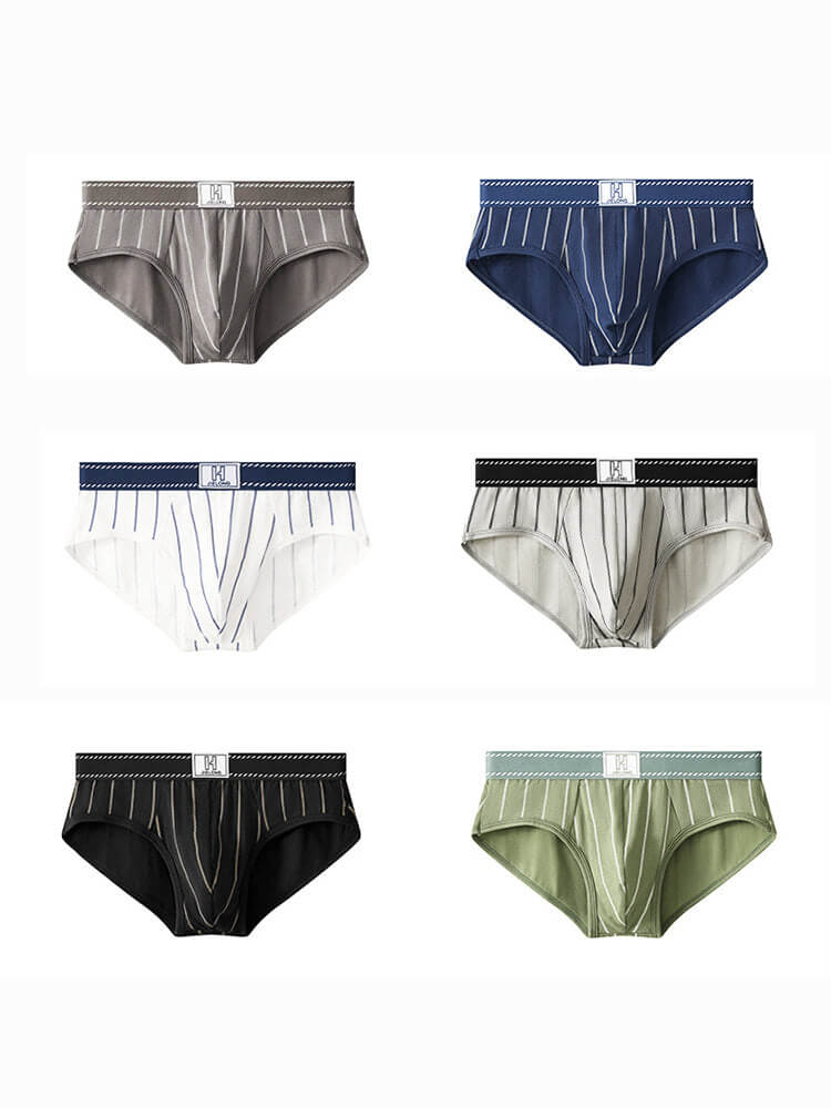 Men's Vertical Stripe Breathable Cotton Briefs