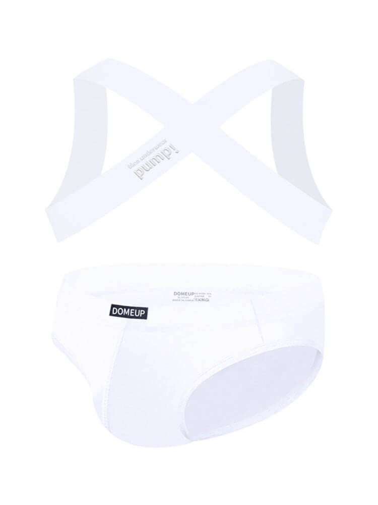 Men's Elastic Shoulder Strap Underwear 2-Piece Set