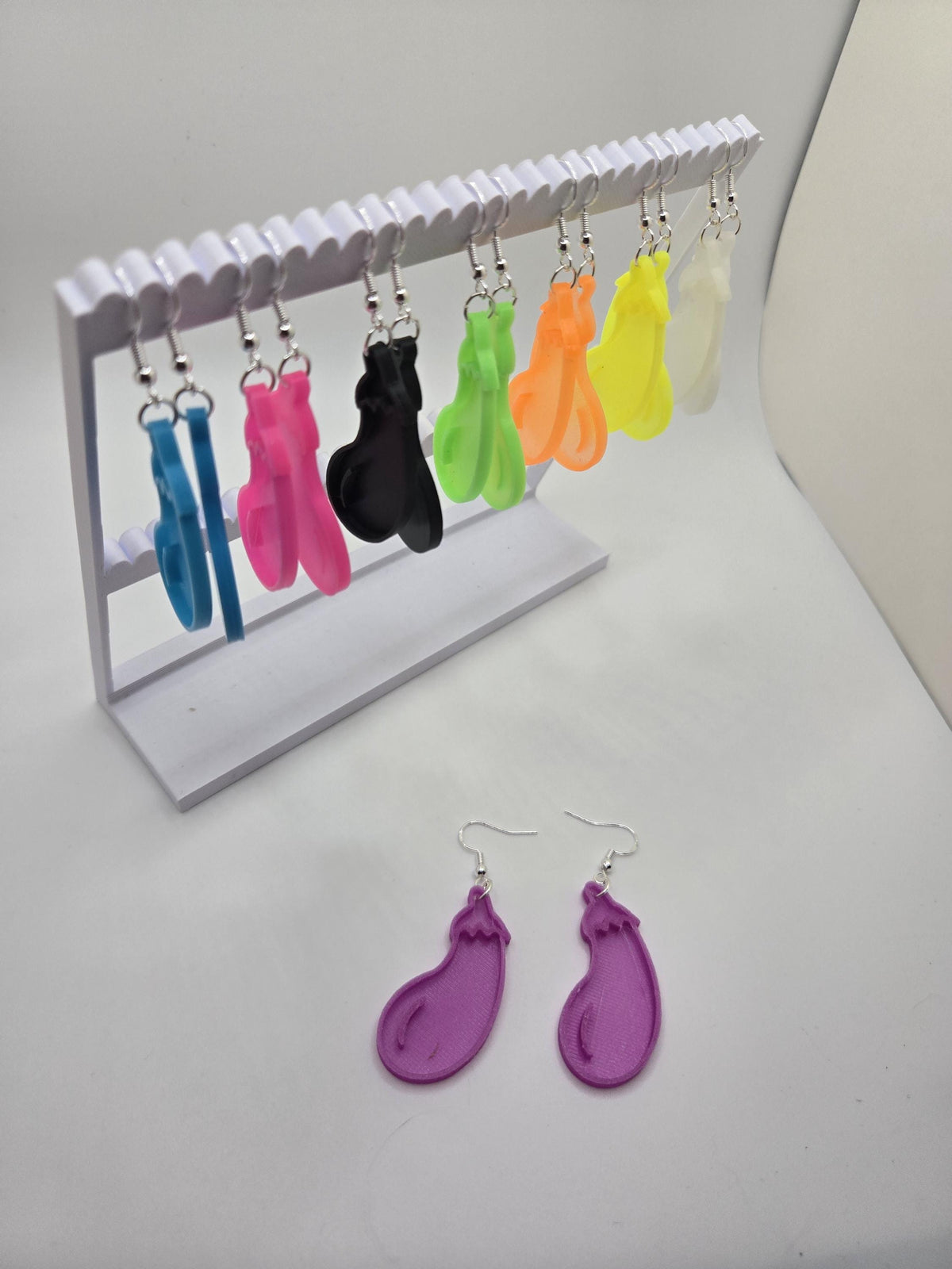 Neon Glow in the Dark Earrings | Festival Rave Jewelry | Quirky Statement Earrings | 3D Printed Plastic Dangle Earrings | Funky Gift