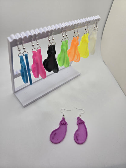 Neon Glow in the Dark Earrings | Festival Rave Jewelry | Quirky Statement Earrings | 3D Printed Plastic Dangle Earrings | Funky Gift