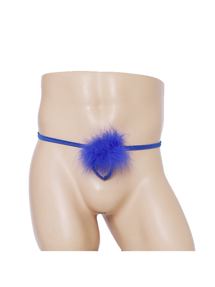 Men's Revealing Buttocks Fluffy Thong