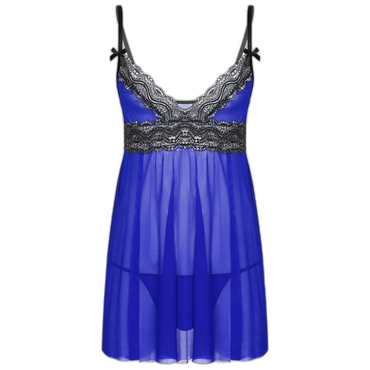 Mesh Floral Lace Sissy Mini Nightgown Set