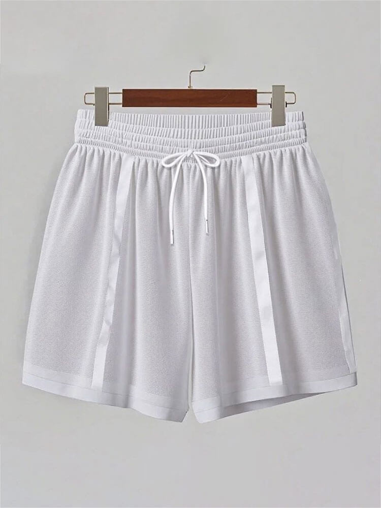Men's Sexy Sheer Color-Block Striped Athletic Shorts