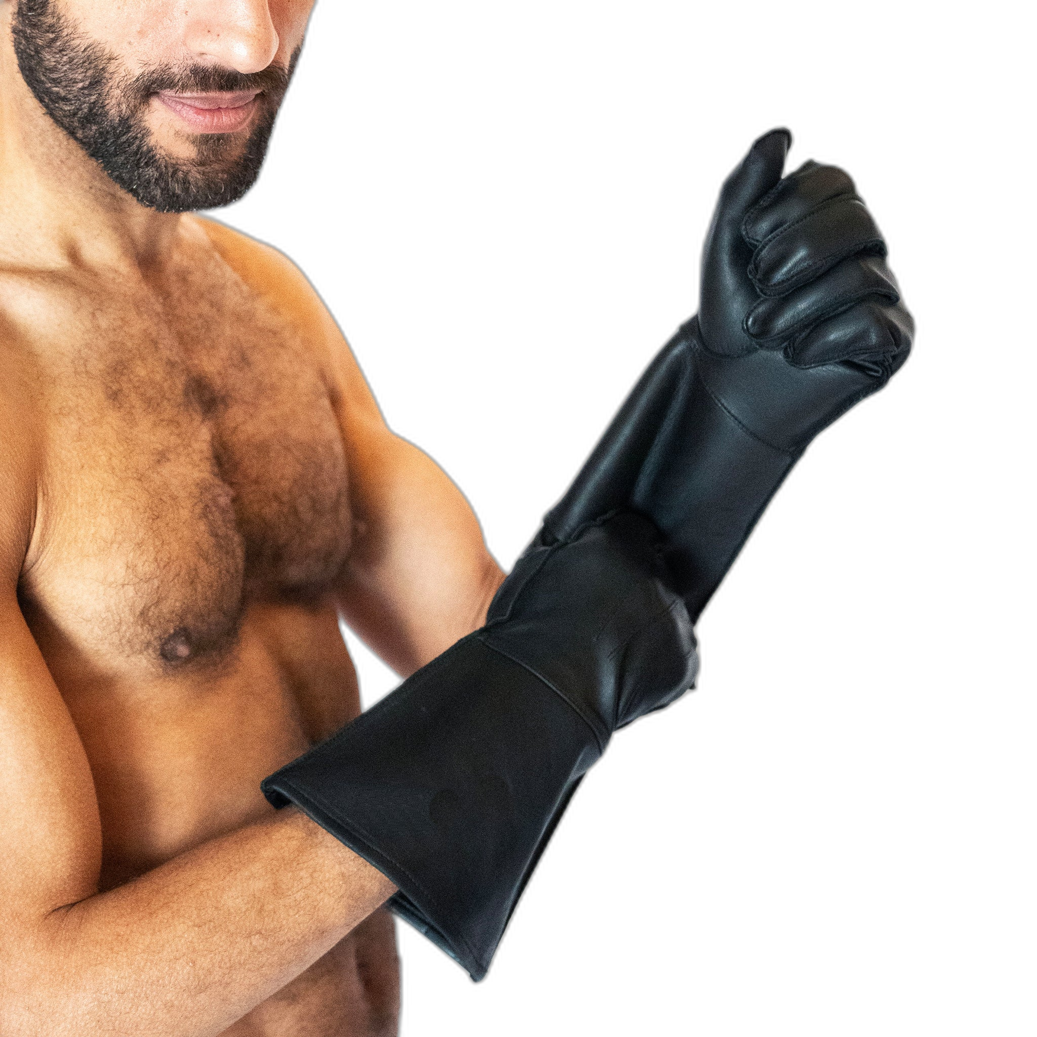 ruff GEAR Leather Gauntlet Motorcycle Gloves Black