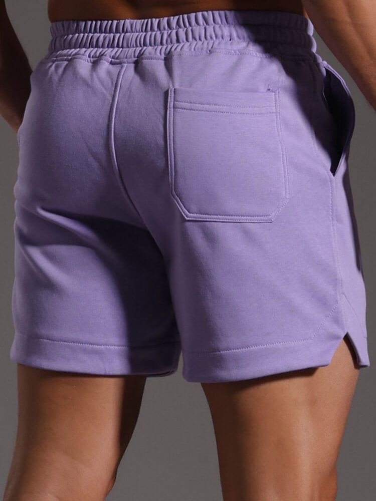 Men's Casual Fitness Running Solid Color Slits Shorts