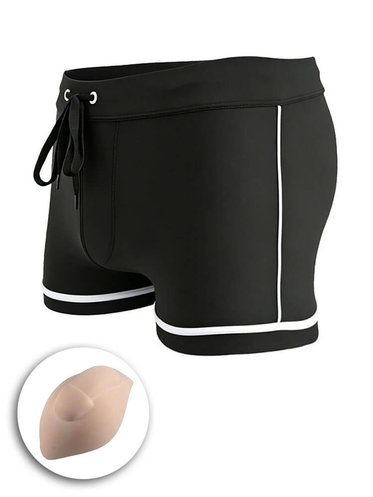 Men's Color-Block Slim-Fit Drawstring Swim Trunks