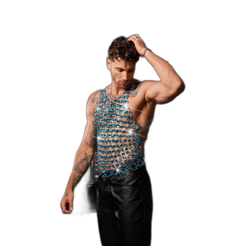 Blue Gemstone Chain Tank