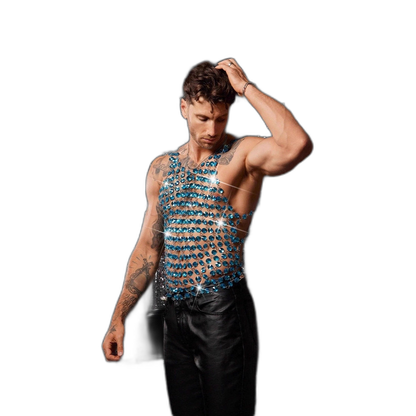 Blue Gemstone Chain Tank
